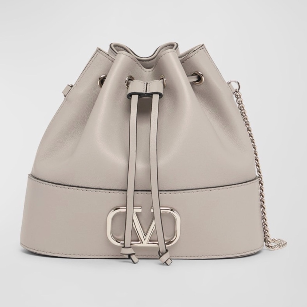 Valentino Garavani mini VLOGO Gray Bucket Bag
